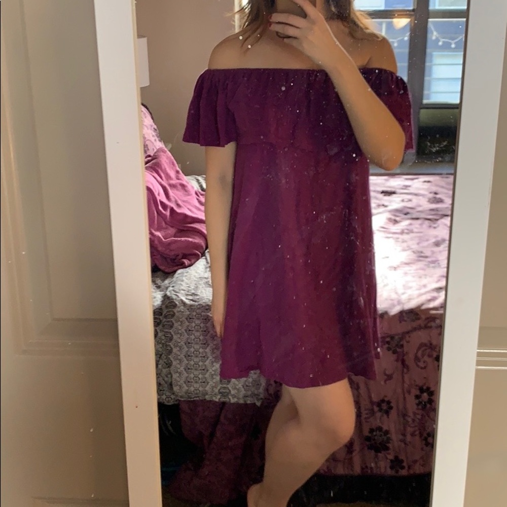 SOLD - NEW! Rebecca Minkoff purple off-the-shoulder dress - Picture 2 of 8